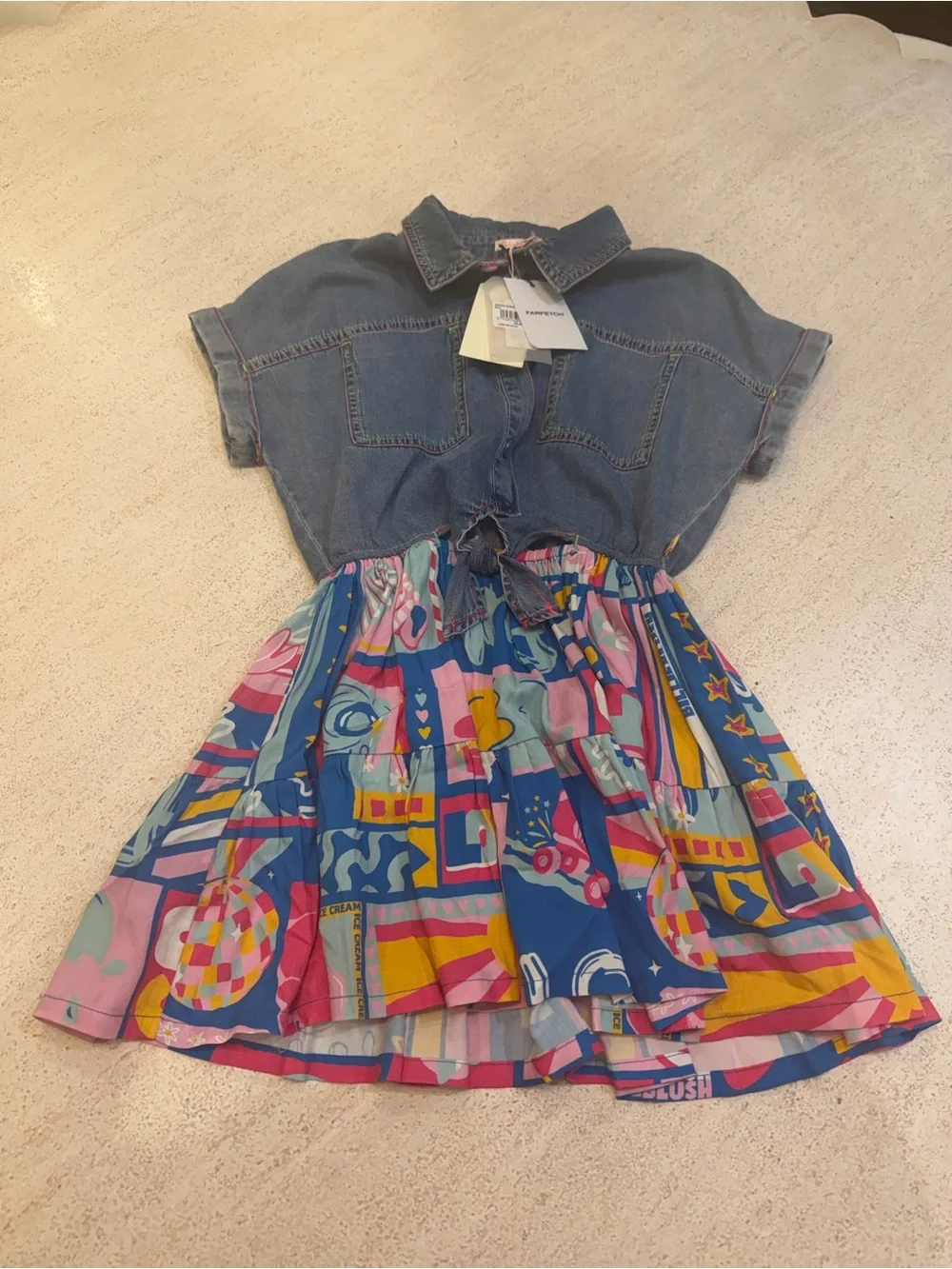 billieblush denim dress | Dresses | Billieblush Tiefront Top With Printed Skirt Kids Size 8 Nwt Size:US 14 W YUNZSXJY Tea Party Dresses ss24_druzhba Denim shirt dress It is made of